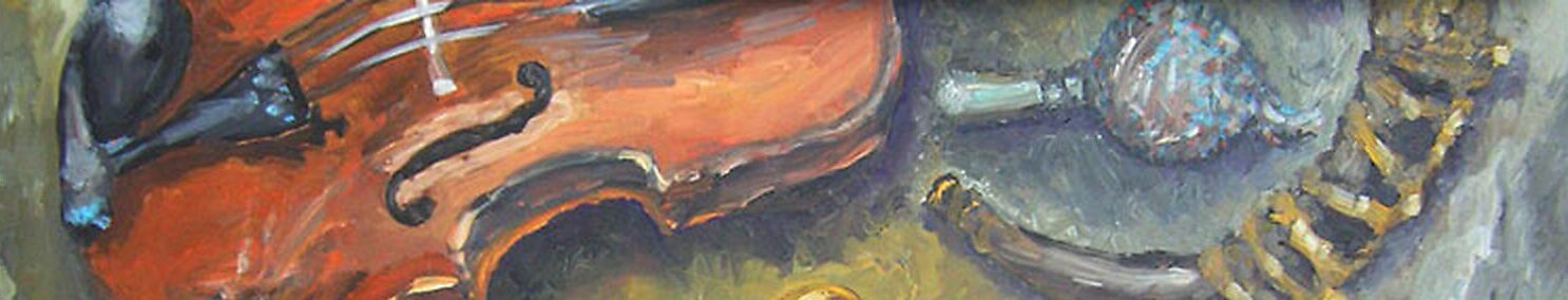 Oil painting of a violin by Wojciech Majczyk